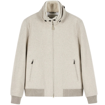 柏·品可拆卸毛领羊绒混纺夹克