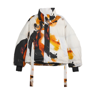 Y-3/Y3山本耀司2025秋冬新品女士短款印花羽绒服保暖外套KS1093