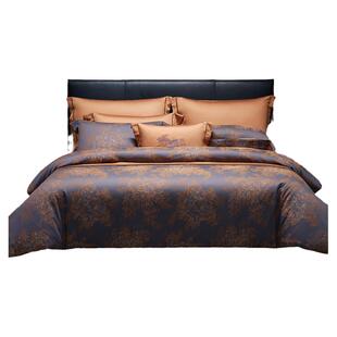 MINE/寐纯棉色织提花四件套长绒棉被套床笠款床单四季通用 夜焰