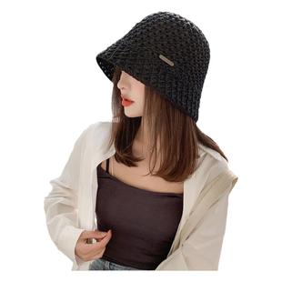 渔夫帽假发一体镂空帽子时尚款薄款中长直发内扣微卷假发帽子