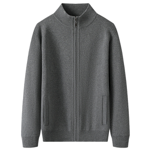 秋冬款加绒针织开衫男加肥大码外套肥佬宽松立领加厚保暖纯棉毛衣