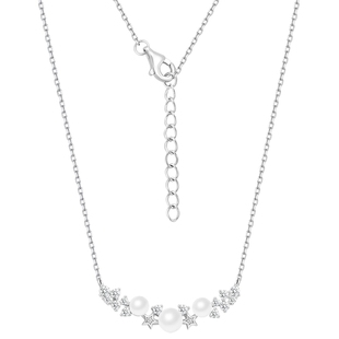 潮宏基追光s925银仿珍珠项链银饰套链锁骨链颈饰星星新年礼物