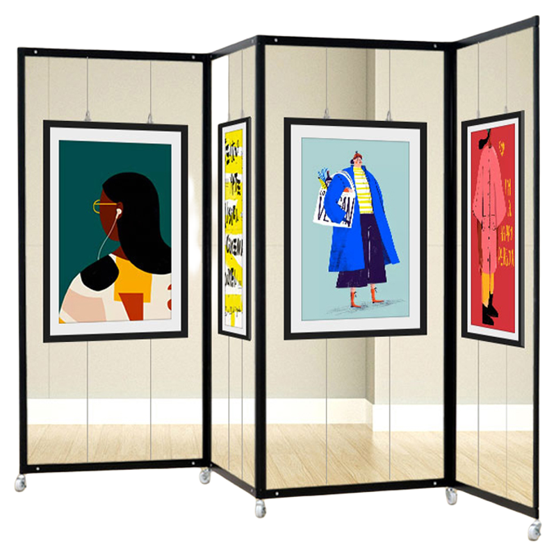 画展展示架作品展览学校宣传移动折叠款架子八棱柱挂画架书画展架