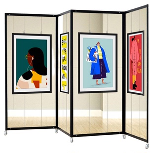 画展展示架作品展览学校宣传移动折叠款架子八棱柱挂画架书画展架