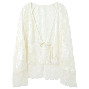 三彩ibudu2025春季新款新中式国风小外套轻薄宽松衬衫开衫女