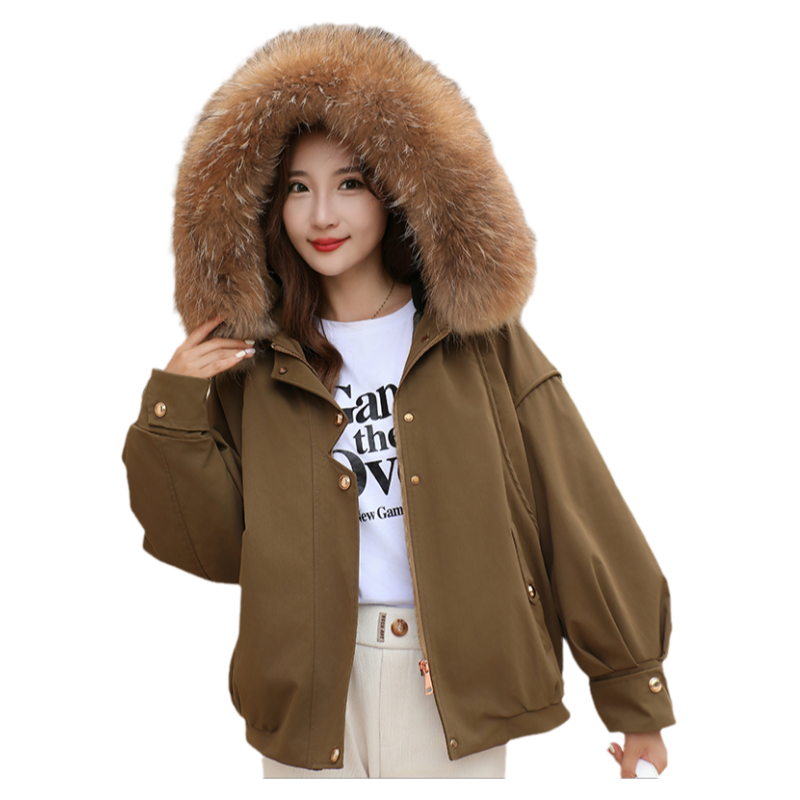 兔毛内胆短款可拆卸派克服女