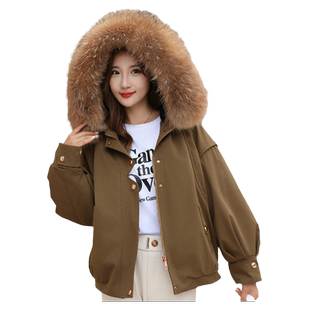 2025新款派克服女冬皮草外套短款韩版獭兔毛内胆可拆卸海宁小个子