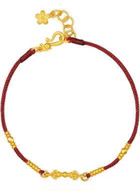 【中国黄金官方店】黄金手串足金金刚杵手绳国潮风可调节新品送礼