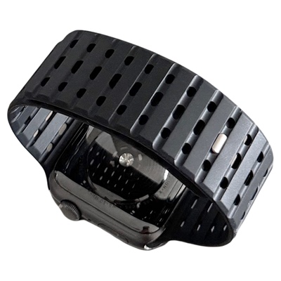 透气穿孔硅胶磁吸适用iwatch表带