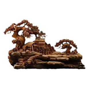 太行崖柏根雕抱石陈化料山里人家山水倒流香客厅摆件开业乔迁礼品