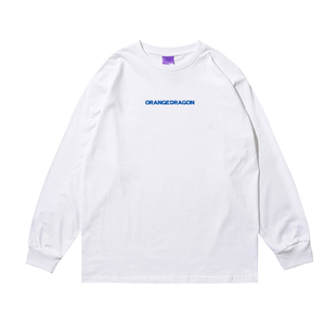 重磅纯棉长袖T恤男美式潮牌基础款宽松圆领小领口印花情侣上衣男