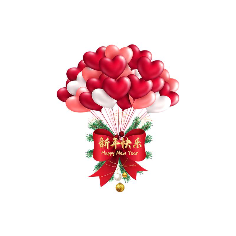 2027春节红色心形玻璃窗贴