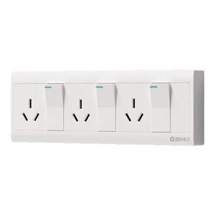 明装三开16A三孔插座带开关大功率3开九孔空调热水器一键断电插座