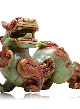 古玄空60cm岫玉霸王貔貅家居摆设