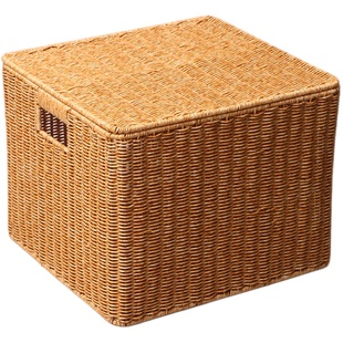 仿藤篮简约木把手整理筐零食筐杂物收纳篮脏衣篮卧室换洗衣物篓