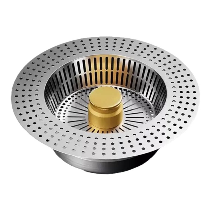 不锈钢按压过滤洗菜盆下水器