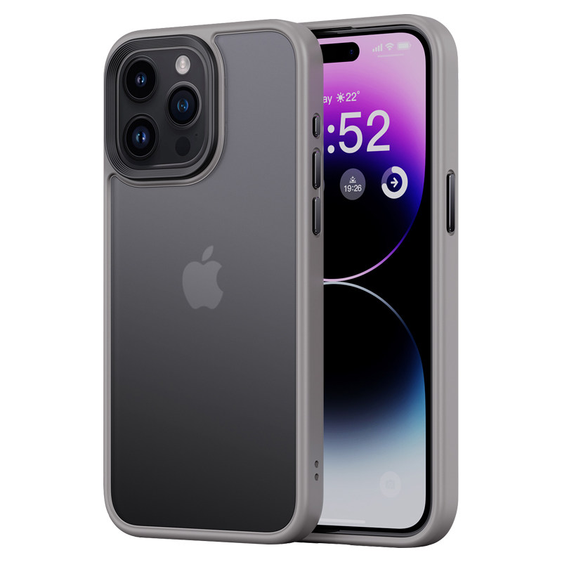 米斯登适用苹果16手机壳iPhone15ProMax肤感磨砂保护套简约半透明防摔14软胶气囊13高级高档十六灰色男女新款
