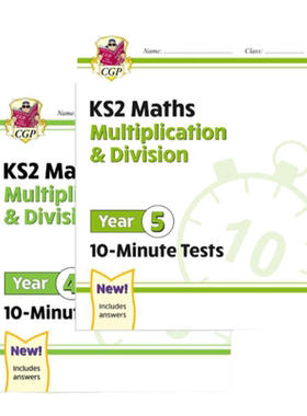 英国CGP原版 New KS2 Maths 10-Minute Test 数学KS2十分钟小测多组合 小学三四五年级趣味练习思维培养 7-10岁