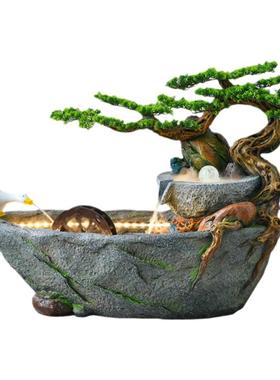 公司落地装饰摆件户外庭院造景布置循环水鱼池办公室假山流水喷泉