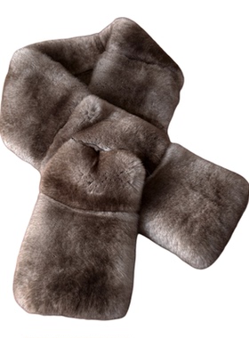 仿龙猫色獭兔毛双面加厚皮草围脖