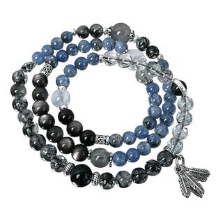 【蓝蛮】蓝晶黑曜石月光水晶多圈新中式手链小众中性925纯银送礼