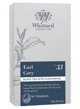 Whittard唯廷德英式伯爵红茶50包圆形袋泡英国进口红茶下午茶包