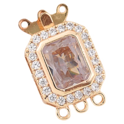 14K高保微镶锆石三排收尾插扣