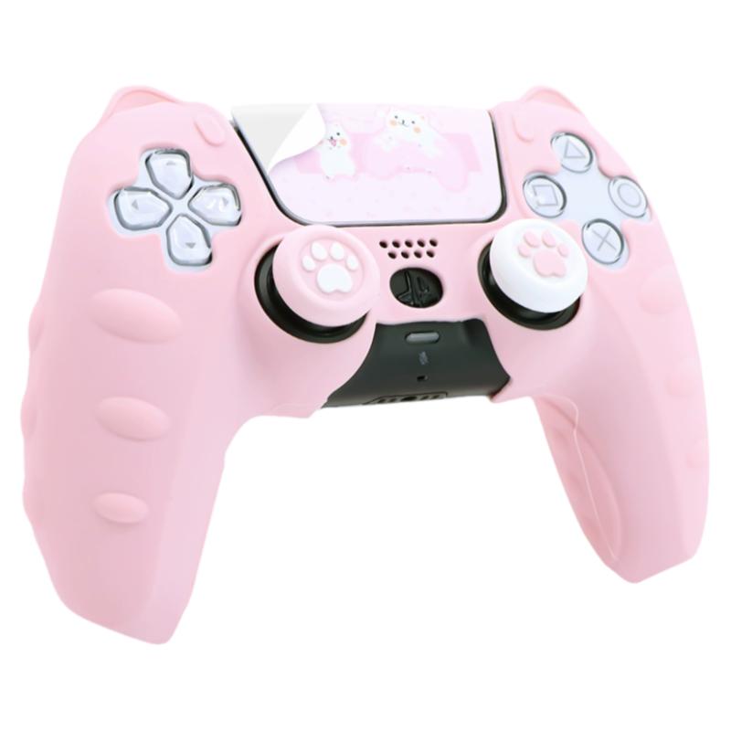 索尼SONY PS5手柄套保护套硅胶套可爱猫爪p5套送触屏贴纸猫耳