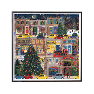 galison圣诞冬灯拼图相框四季系列专用画框架500片正方形装裱挂墙