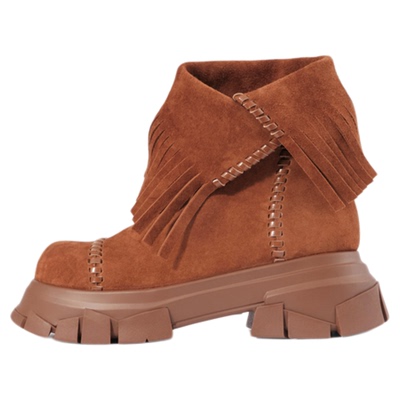 lostinecho翻折流苏碎石底短靴