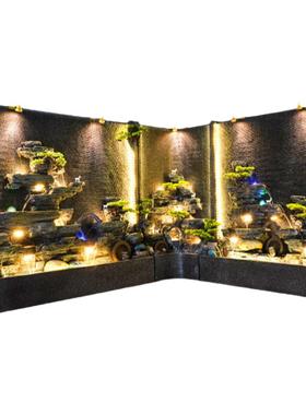 中式庭院假山水幕墙流水摆件