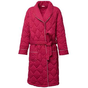 【特价清仓】睡袍女秋冬季加厚纯棉保暖三层夹棉睡衣大码长款浴袍