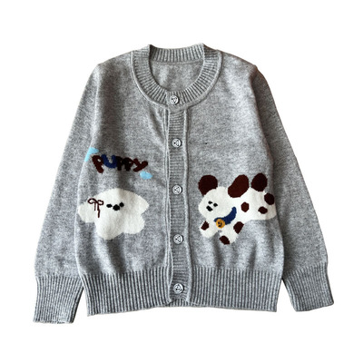 2025春秋新款儿童毛衣开衫外套薄款红色熊猫男童女童宝宝羊毛上衣