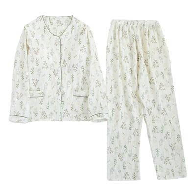 女水洗邹布纯棉棉纱全棉睡衣春夏