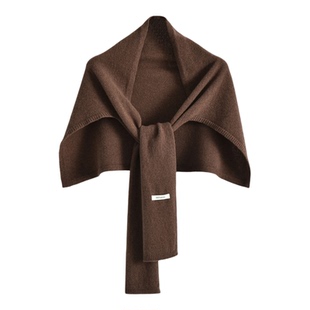 彩恩格100%羊毛针织T型披肩女外搭2026秋季新款保暖护颈坎肩围巾