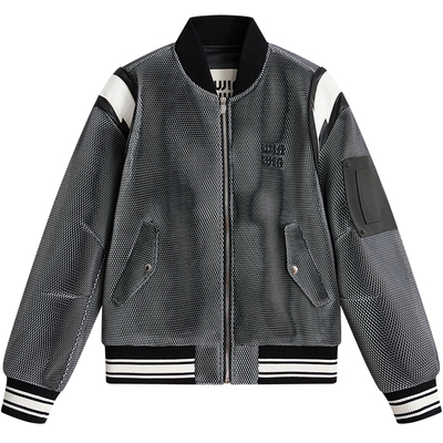 BM美式高街蛇皮纹夹克外套男2025新款春季潮牌拼皮棒球服男款上衣