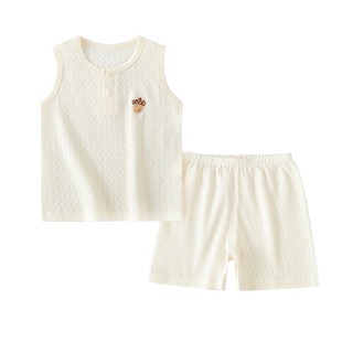 儿童背心套装男宝宝纯棉薄款无袖网眼短裤夏季2026新款男童夏装
