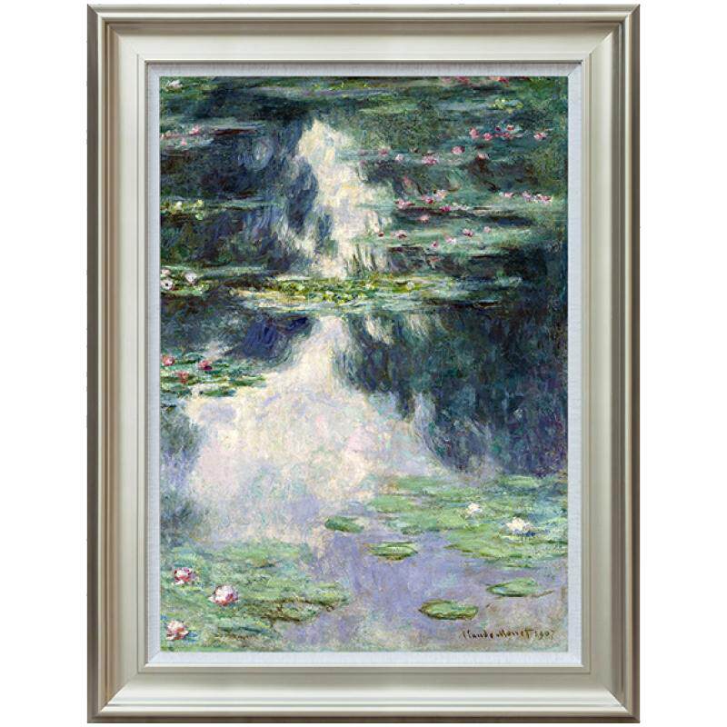 风色睡莲池塘玄关油画走廊装饰画