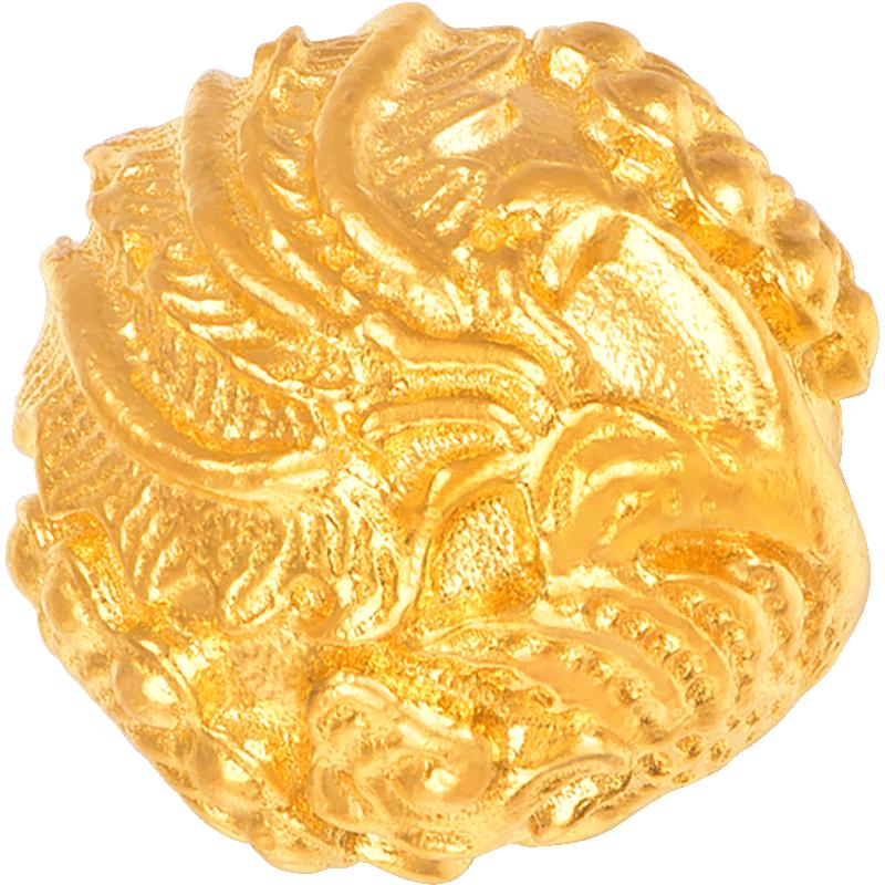 蜜金珠宝黄金足金古法錾刻文玩DIY串珠凤珠吊坠HGG1665