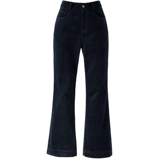 喇叭裤灯芯绒裤子女秋冬2025新款高腰加绒休闲条绒女裤微喇裤