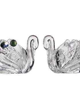 捷克进口BOHEMIA水晶玻璃手工天鹅动物摆件欧式轻奢家居生日礼品