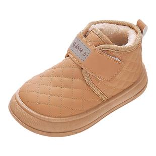 昌祥回力儿童棉鞋秋冬季男童皮面防水小孩童鞋女童加绒保暖雪地靴