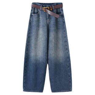 版型超好看的牛仔裤阔腿宽松裤子女2025新款秋冬季加绒加厚弯刀裤