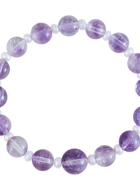 阿吉豆手链女款紫水晶珍珠手串珠