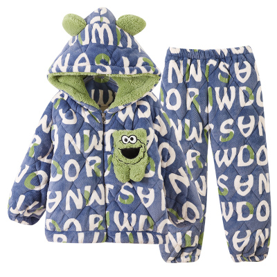 男士睡衣珊瑚绒秋冬季加厚加绒