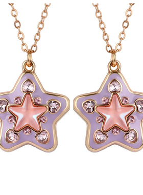 一对创意五角星可打开相盒个性女孩儿童闺蜜项链开合磁吸吊坠饰品
