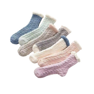 加厚保暖睡眠珊瑚绒袜子女秋冬居家毛巾月子地板毛绒可爱毛毛袜子