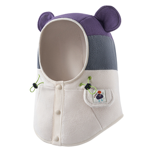 KK树儿童帽子围脖一体秋冬季男童女孩宝宝套头围巾护耳防风寒新款