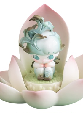 一叶莲台陶瓷莲花底座创意摆件