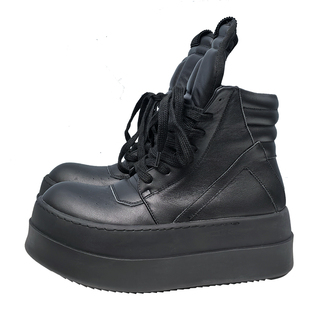 ro鞋子男新款真皮增高厚底高帮鞋时尚百搭运动休闲板鞋系带短靴女